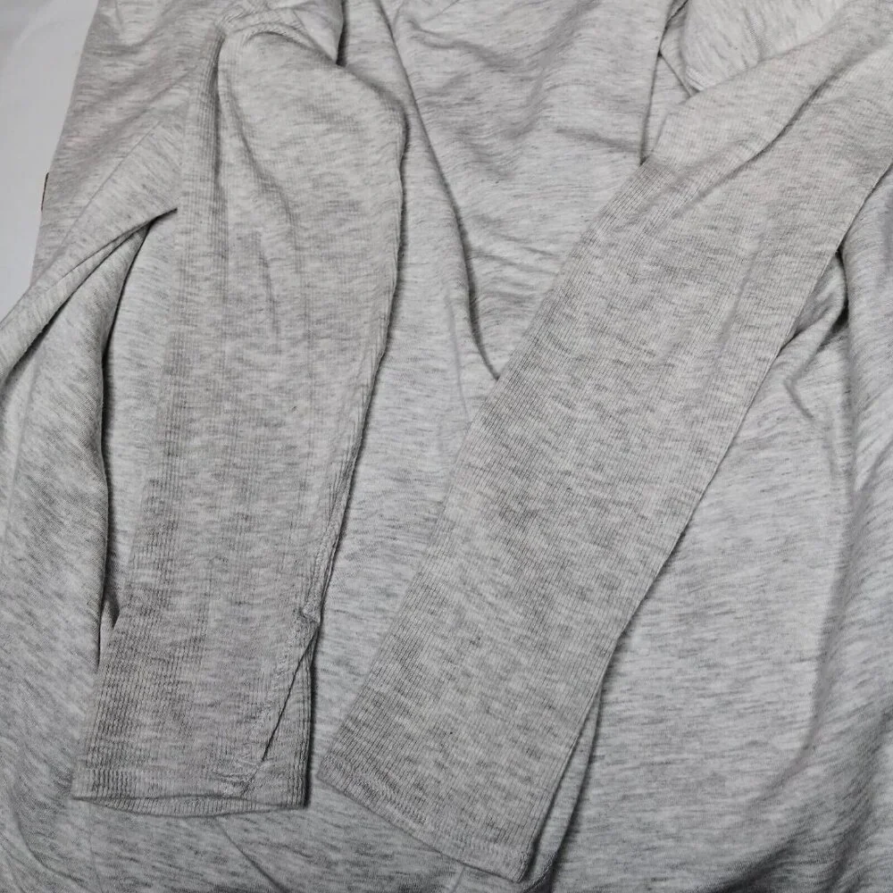 Athleta Womens Large Purana Wrap Sweatshirt Gray Heather Ribbed Long Sleeve Top - Picture 11 of 15